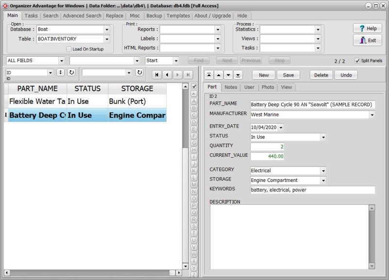 Boat Inventory Software for Windows PCs Inventory